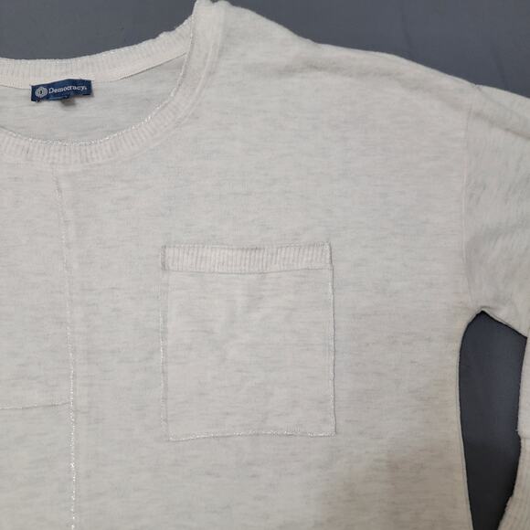 Democracy Top Women’s XL Crew Neck Long Sleeve Ribbed Pocket Ivory Soft Knit - Picture 2 of 9